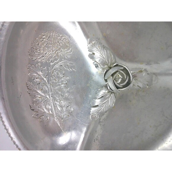 Vintage Trade Continental Hand Wrought Chrysanthemum 729 Relish Server Dish 9 In - Picture 2 of 6